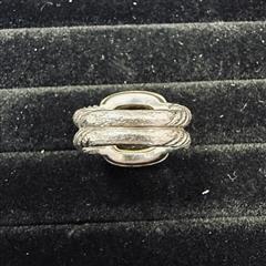 David Yurman Sterling & 18k 14mm Smoky Quartz & Diamond Albion Ring